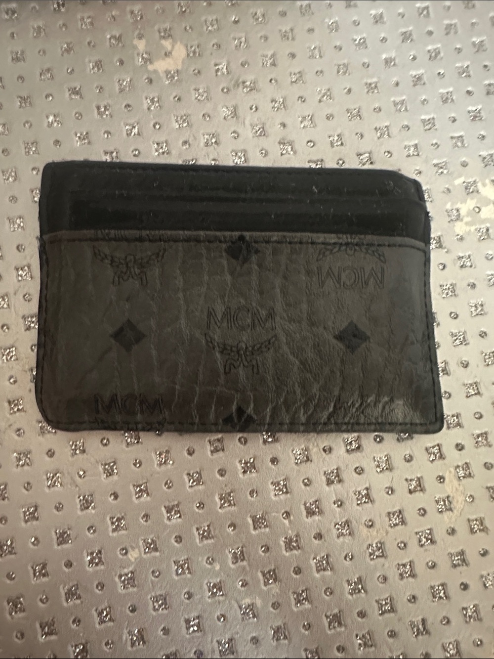 MCM Black Embossed Logo Slim Card Sleeve